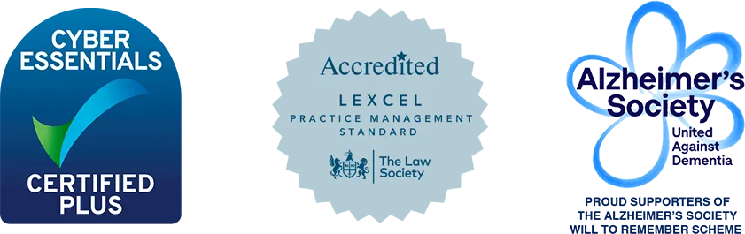Accreditations — Cyber Essentials, Lexcel, Alzheimer's Society